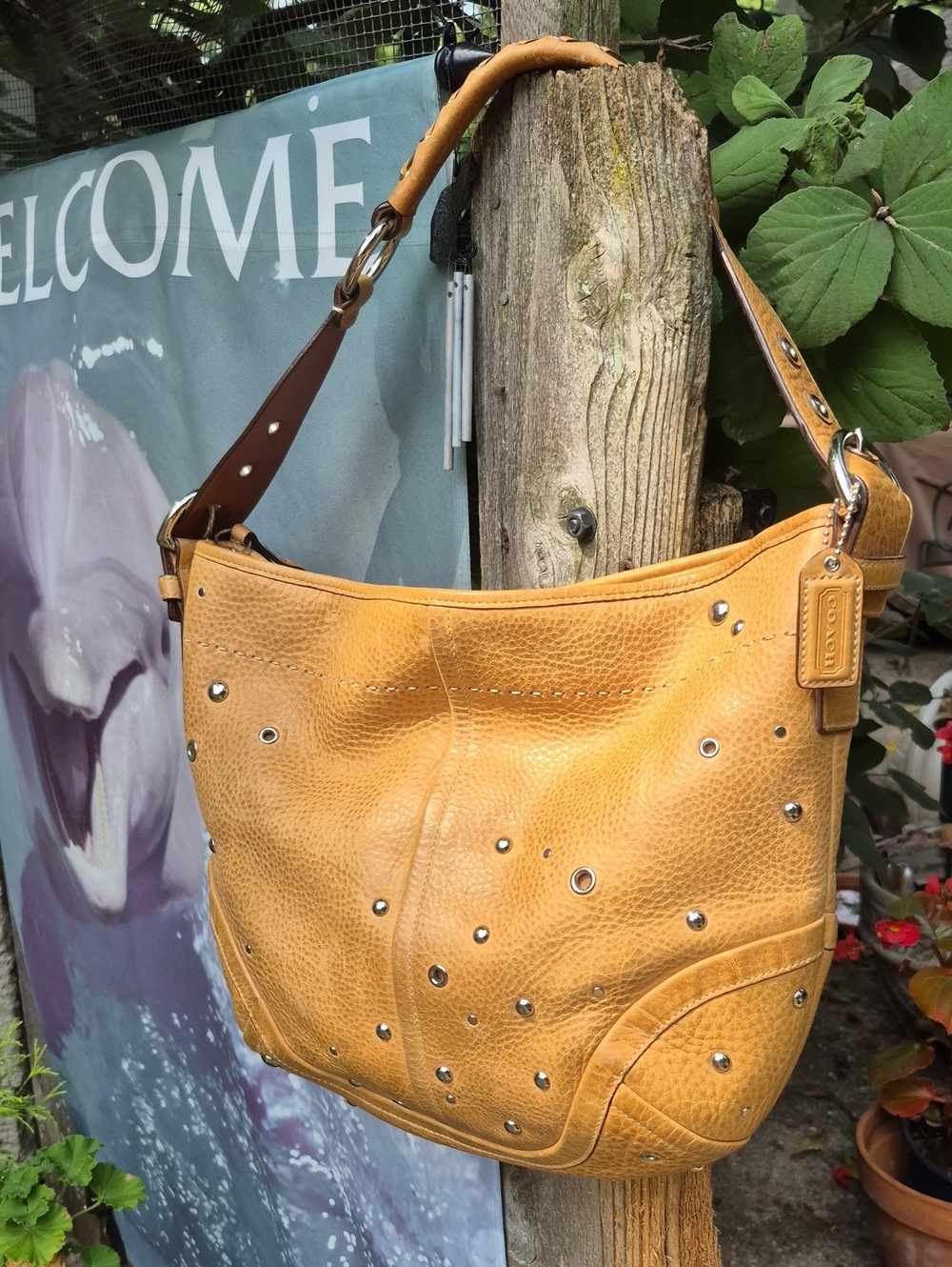 🇺🇸Coach Tan Leather Shoulder/Clutch Bag